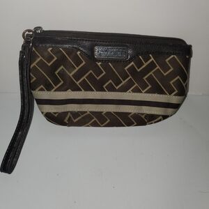 Tommy Hilfiger Brown and Cream Wristlet